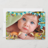 Vintage Fox Bunting Garden Baby Boy Faire-part (Dos)