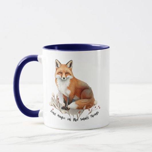 Vintage Fox with Botanical Accents Mok (Links)