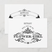 Vintage Frame Be My Flower Girl Kaart (Voorkant / Achterkant)