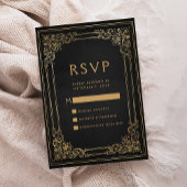 Vintage Frame Black Gold Wedding RSVP