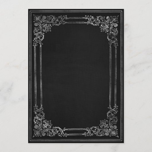 Vintage Frame Black Silver Wedding Menu (Dos)