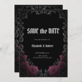 Vintage Frame Dark Roses Gothic Save The Date (Devant / Derrière)