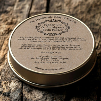 Vintage Frame Kraft Paper Body Butter Jar Label