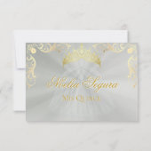 Vintage Frame Quinceanera RSVP - Sage/Gold (Dos)