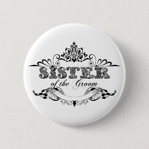 Vintage Frame Zus van de Bruidegom Bruidsfeest Ronde Button 5,7 Cm