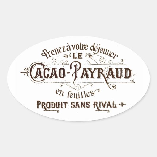 Vintage Français Typographique Chocolat Étiquette (Devant)