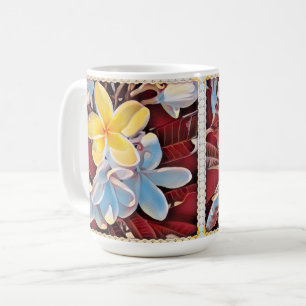 Vintage Frangipani Tree Pop Art, Café Mug