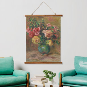 Vintage Frans bloemenschilderij in olieverf door R Hangend Wandkleed