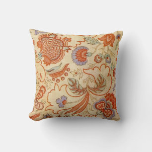Vintage Franse Chintz Bloem Antieke Terracotta Kussen