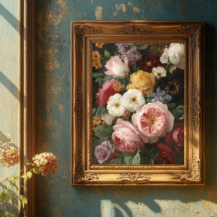 Vintage Franse Romantische Bloemboeket Fijne Kunst Poster