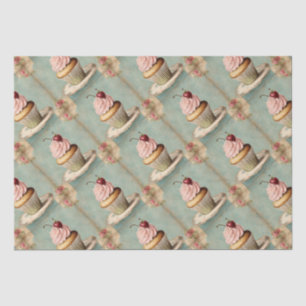 Vintage Franse Roze Cupcake Verjaardags Theepartij Tissuepapier