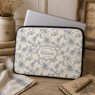 Vintage Franse Toile Botanische Vogel Persoonlijk Laptop Sleeve