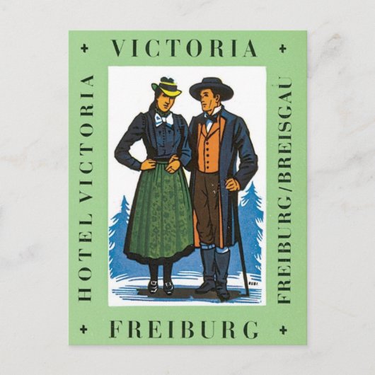 Vintage Freiburg Victoria Briefkaart (Voorkant)