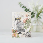 Vintage French bird postcard Briefkaart (Staand voorkant)