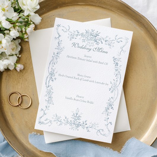 Vintage French Blue Wedding Frame Menu