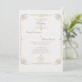 Vintage French Gold Wedding Frame Invitation (Debout devant)