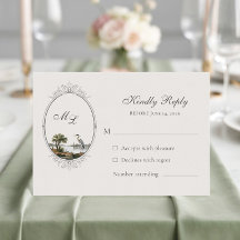 Vintage French Landscape Monogram Wedding