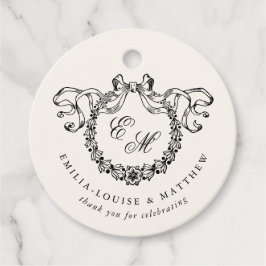 Vintage French Monogram Wreath Elegant Wedding Bedankjes Labels