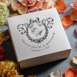 Vintage French Monogram Wreath Elegant Wedding Rubberstempel