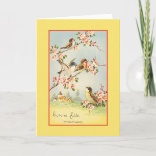 Vintage French Mother Birthday Card Kaart
