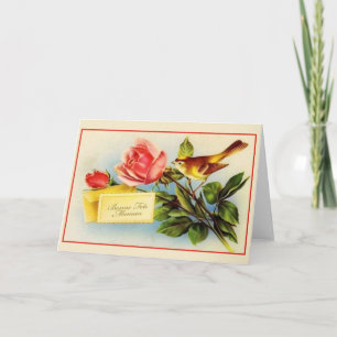 Vintage French Mother Birthday Greeting Card Kaart