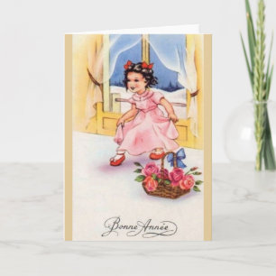 Vintage French New Year Greeting Card Feestdagen Kaart
