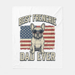 Vintage Frenchie Papa Amerikaanse Vlag Fleece Deken