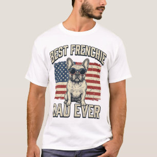 Vintage Frenchie Papa Amerikaanse Vlag T-shirt