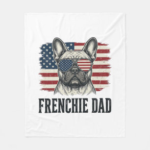 Vintage Frenchie Papa Patriottische Bulldog Shirt_ Fleece Deken