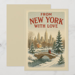 Vintage From New York With Love Christmas Feestdagenkaart