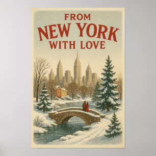 Vintage 'From New York With Love' Kerstposter Poster