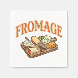 Vintage Fromage Franse Kaas Charcuterie Grafisch  Servet