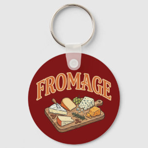 Vintage Fromage Franse Kaas Charcuterie Grafisch Sleutelhanger