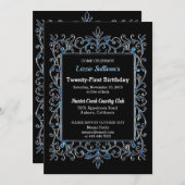 Vintage frontière glitzy Invitation d'anniversaire (Devant / Derrière)