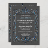 Vintage frontière glitzy Invitation d'anniversaire (Devant / Derrière)