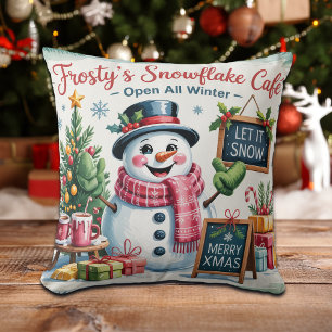 Vintage Frosty's Sneeuwvlok Cafe Kussen
