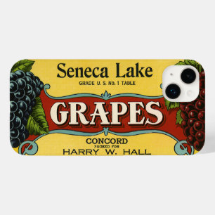 Vintage Fruit Crate Label Art, Seneca Lake Grapes Case-Mate iPhone 14 Plus Hoesje