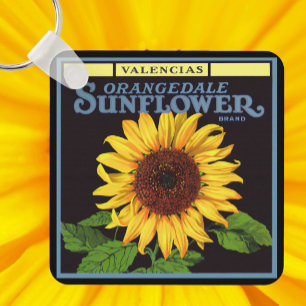 Vintage Fruitkist Label Kunst Orangedale Sunflower Sleutelhanger