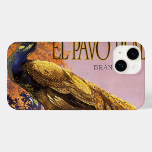 Vintage Fruitkrat Label Kunst El Pavo Pauw Vogel Case-Mate iPhone 14 Hoesje