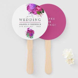 Vintage Fuchsia en Paarse Shabby Trouwfavoriet Handwaaier