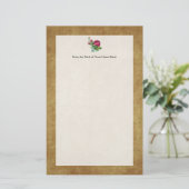 Vintage Fuchsia Roos Briefpapier (Staand voorkant)