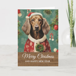 Vintage Funny Dog in Costume Christmas  Kaart