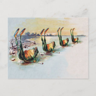 Vintage Funny Frogs Briefkaart