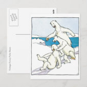 Vintage Funny Polar Beren Briefkaart (Voorkant / Achterkant)