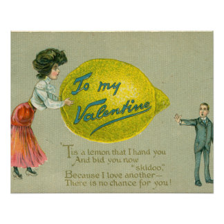 Vintage Funny Rejection Valentine's Card, ca. 1910 Perfect Poster
