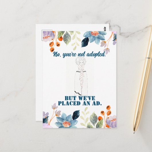 Vintage Funny Sarcastic Line Art Femme Carte posta (Devant/Arrière en situation)