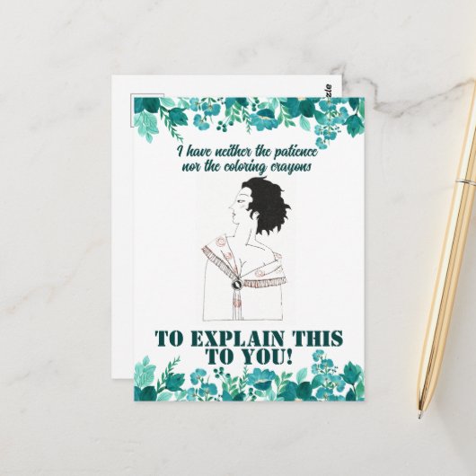 Vintage Funny Sarcastic Line Art Femme Carte posta (Devant/Arrière en situation)