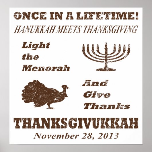 Vintage Funny Thanksgivukkah Poster (Voorkant)