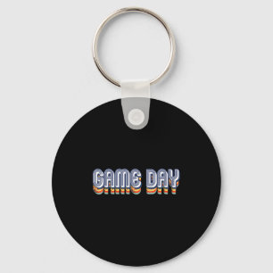 Vintage Game Day Retro Voetbal Volleybal Voetbal Sleutelhanger