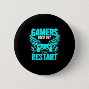 Vintage gamers geven nooit op - we herstarten gewo ronde button 5,7 cm